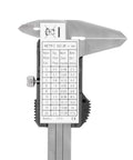 Digital Vernier Caliper 50mm 2In High Precision Measuring Tool With Dual Unit Conversion close-up on measurement scale chart