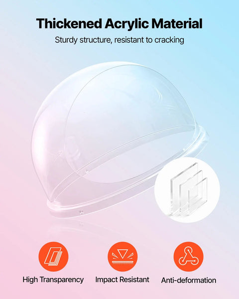 Clear Acrylic Dome Shield For Cotton Candy Machine, 21 Inch Bubble Cover with bottom groove showing transparency and durability