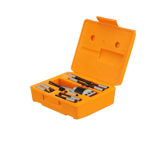 Open case showing Three Piece Boring Tool Set With 2 Inch Head MT3 Shank And One Half Inch Boring Bar For Precise Hole Drilling Kit