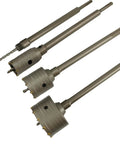 9 Piece Tough As Nails Sds Plus Concrete Hole Saw Kit With Premium Tungsten Carbide Tips For clean fast drilling through brick stone and masonry walls, featuring multiple sizes and drill bits.
