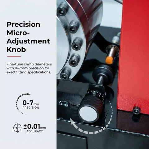 Precision micro-adjustment knob of Heavy Duty Hydraulic Hose Crimper 110V Machine for precise crimping specifications.