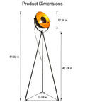 Product dimensions of Industrial Tripod LED Floor Lamp Dope Lighting, Adjustable Reading Light with Vintage Bowl Shade