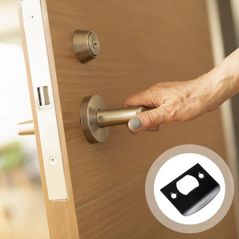 Stainless Steel Door Strike Plate Black For Exterior Doors Beefed Up Deadbolt Reinforcement And Adjustable Latch Restorer Easy Install