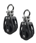 Badass Marine Grade 316 Stainless Steel Double Pulley Block 2 Pack Ultra Heavy Duty 50Mm Swivel for rigging jobs.