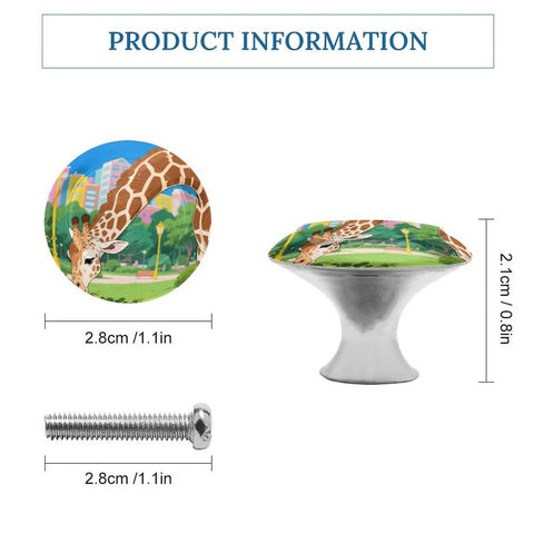 Cool Masai Giraffe Round Cabinet Knobs Set 2 Pack Durable Vintage Style Hardware Handles For Cabinets And Drawers Stainless Steel And Aluminum Alloy Construction Fade Resistant Easy Install Adds Charm., 2.8cm round knob with screw