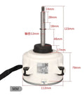 External Fan DC Motor For Air Conditioners Brushless Replacement Part ZWK511B500073 with measurements in mm