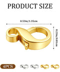 Gold And Silver Brass Lobster Clasp Extenders Set For Everyday Jewelry, hypoallergenic tarnish resistant infinity shape extenders