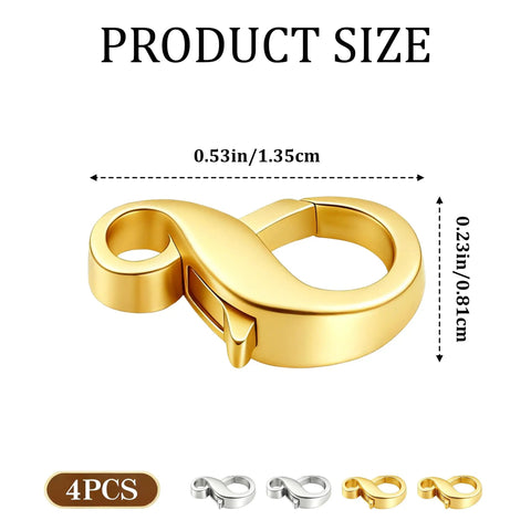 Gold And Silver Brass Lobster Clasp Extenders Set For Everyday Jewelry, hypoallergenic tarnish resistant infinity shape extenders