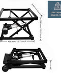 Slick Performance Electric Scissor Lift Table Featuring Super Quiet Motor And Easy Height Adjustments From Four To Sixteen Inches For Laptop Desk Or Camera Stand With Zero Sweat Safety Features, showing dimensions and mechanism.