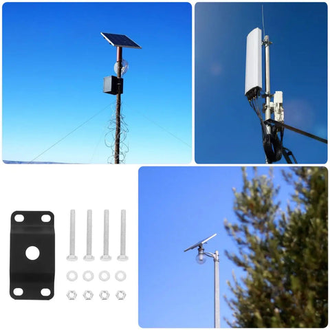 Outdoor Solar Light Mounting Bracket Kit With Adjustable Pole Mounts For Versatile Use On Street Lights And Lamp Posts Heavy Duty Iron Construction Easy Install Solar Panel Pole Accessories