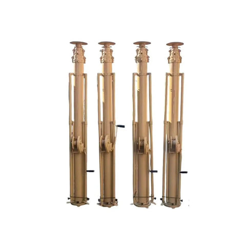 Crank It Up Telescopic Mast Pole No Sweat Manual Lifting Tower For Antenna Rotators And Work Lights showing four extended sections upright.