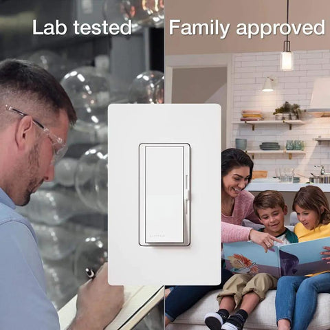 Diva LED Plus Dimmer Switch lab tested and family approved in home setting with LED lighting control.