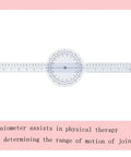 12 Inch 360 Degree Clear Goniometer Protractor For Physical Therapy And Medical Range Of Motion Measurements, Handy Angle Ruler For Clinicians, Students, And Classrooms. clear plastic 12-inch ROM measurement tool