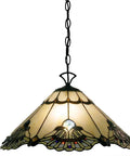 Courtesan Style 16 Inch Hanging Pendant Light Bronze Finish With Hand Cut Glass Vintage Look Two 60W Bulbs Not Included