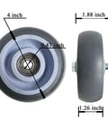 4 Inch Heavy Duty Plate Casters With 265 Lbs Per Wheel And 530 Lbs Total Capacity, PU Wheels With Ball Bearings, Gray Finish