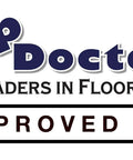 Image of Slip Doctors logo with text leaders in floor safety and approved badge, emphasizing safety certification.