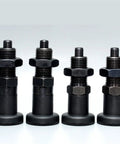 Heavy Duty Carbon Steel Indexing Pin With Fine Thread Plunger And Reliable Return Spring Mechanism Featuring A Knurled Grip Handle No Fuss Industrial Replacement MT305Z display showing four different angles.