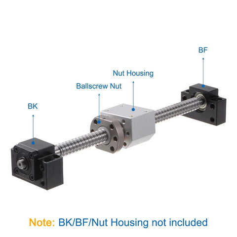 Beefy Ball Screw SFU1605 16mm Diameter 5mm Lead 260mm Length with Anti Backlash Kit for BK BF12 CNC Machines, side view