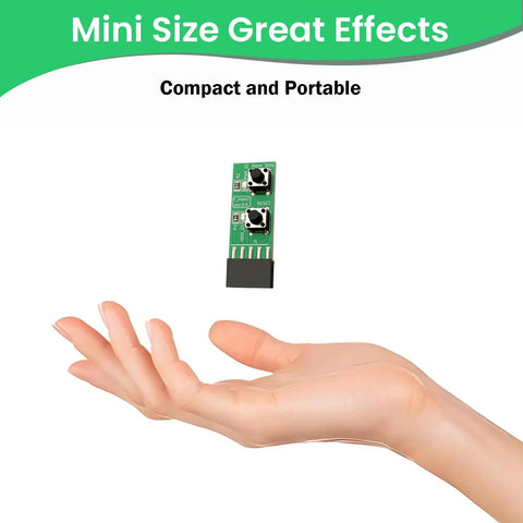 9 Pin Reset And Power Switch Board Adapter held above a hand, compact and portable design for easy installation and testing.