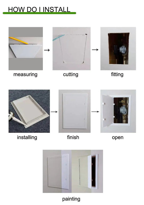 How to install Smooth Install Plastic Access Panel And Wall Access Door For Drywall Ceilings 6 By 9 Inch with steps and visuals.