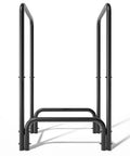 Black Detachable Round Tube Firewood Rack Log Holder For Indoor And Outdoor Fireplaces, Weatherproof Steel Frame