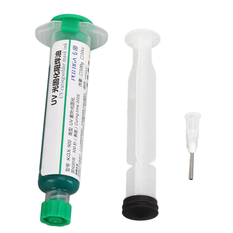 2 Pack Solder Mask Ink PCB Curing Kit For Computer And Mobile Repair Pro Grade Solder Mask Ink with nozzle and push rod