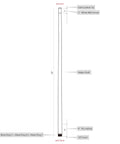 Diagram of Extra Spare Pool Cue Shaft 5/16x18 Joint 13mm Leather Tip With White Ferrule Canadian Hard Rock Maple Replacement