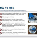 How to use Total Game Changer Portable Manual Clothes Agitator displayed in 6 easy steps with water and detergent.