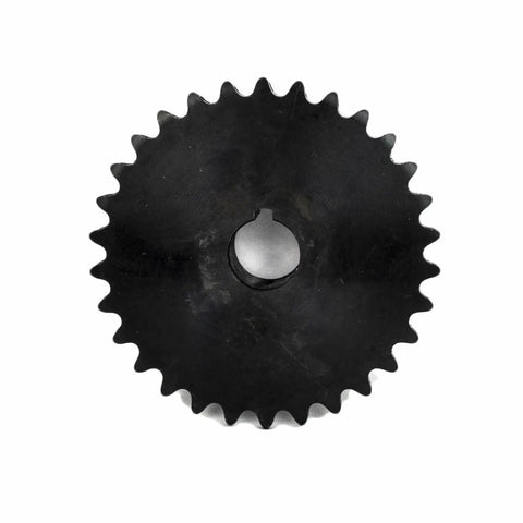 30 Tooth Roller Chain Sprocket, B Type, 1/2 Inch Bore, 1-1/2 Inch Hub, Keyway.187 Inch, Two Set Screws at 90 Degrees, AISI 1045 Steel