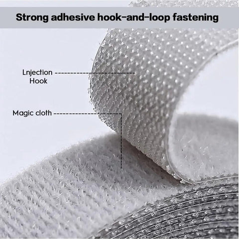Close-up of Six Point Five Foot Two Roll Adjustable Cable Ties Reusable Hook and Loop Fastening for Cable Organizing and Wire Management Black
