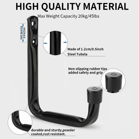 Heavy Duty Garage Storage Hooks 10 Pack Wall Mount J Utility Hangers For Hoses Tools Sports Gear And Bulky Equipment Black