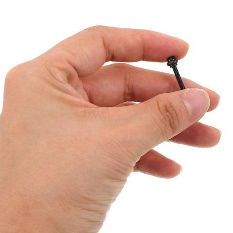 Hand holding a Black M2.5x18.5mm Tuner Peg Screw showcasing its design for classical guitar machine heads.