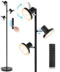 36W LED Tree Floor Lamp With Remote And Touch Control Dimmable Standing Lamp In Modern Slick Minimalist Design with three heads