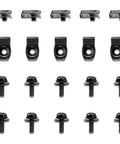 Twenty Pack Heavy Duty Car U Clips And Fender Liner Headlamp Assembly Screws With Solid Iron U Nuts for automotive use.