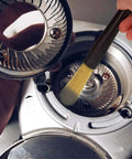 Dual End Coffee Cleaning Brush For Espresso Machines And Home Barista Gear Pro Grade Soft Grinder Brush in use