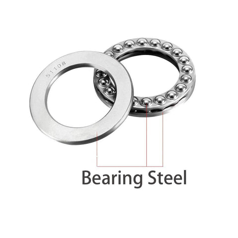 Front and side views of 2 thrust ball bearings, 40x60x13 mm, bearing steel.