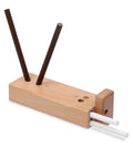 4 Rod Ceramic Sharpener Kit With Turn Box For Kitchen Knives, wood finish, two black and two white rods inserted, compact size.