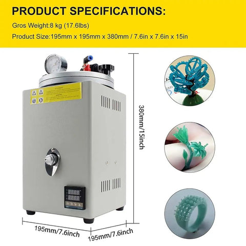 Wax Injector With Pressure Gauge And Vacuum System For Jewelry Casting Adjustable Temperature To 100 C Precision Molten Wax