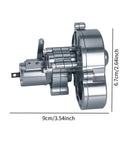 Aluminum Alloy RC Transmission Gearbox Kit for 1 To 10 Scale Crawlers showing side view dimensions