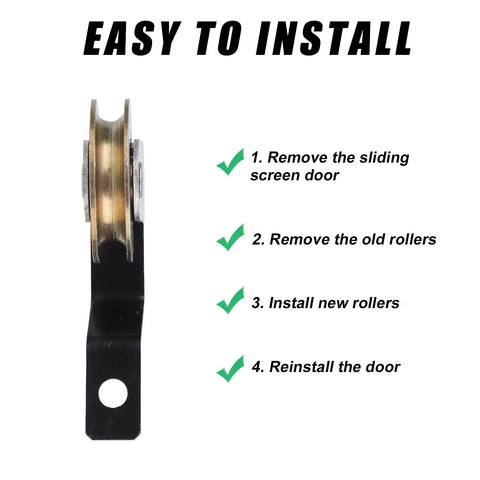 Instruction guide for replacing Knockout Four Pack Sliding Screen Door Tension Springs with stainless steel rollers.