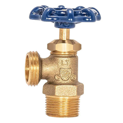 Boiler Drain Valve Brass Three Quarter Inch MIP To Three Quarter Inch MHT For Sediment Flush Heavy Duty Plumbing Fittings