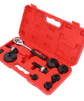 Heavy Duty Knockout Hole Punch Driver Kit With Six Sizes Manual Ratchet Tool in red storage case