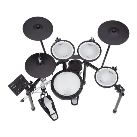 Electronic V Drums Kit With Floating Hi Hat And Large Cymbal Pads For Realistic Drumming, Bluetooth Audio And MIDI, top view