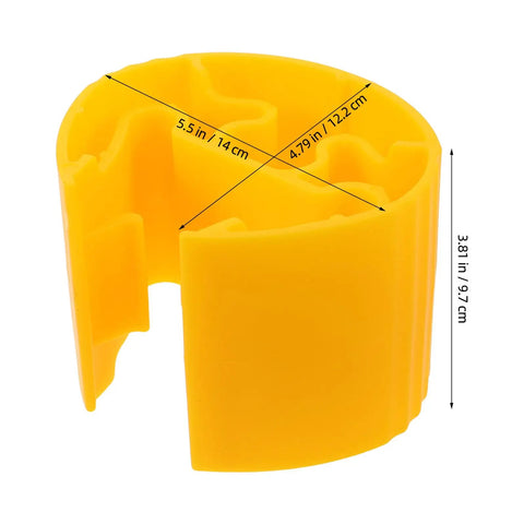 Built Different Yellow Column Protector Wrap For Warehouse Vertical Beam Support And Anti Collision Post Cover With Forklift Impact Shield For Grocery Store Safety Boss Level, showing dimensions and design.