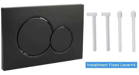 Jet Black Gloss Dual Flush Actuator Plate For Concealed Cisterns, Wall Mount Push Button with installation levers