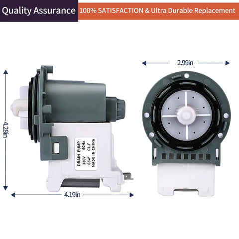 Heavy Duty Washer Drain Pump Replacement for Samsung Front Load Washers with No-Fuss, Plug-and-Play Install, 4.28in x 4.19in