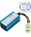 High Performance Racing CDI Box For GY6 Engines No Rev Limit 50cc To 150cc with two and four pin connector, alloy body