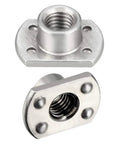 Tough As Nails M10 X1.25 Tab Base Weld Nuts Four Prong Carbon Steel Machine Screws With Silver Finish Heavy Duty Hardware For Garage Builds And Street Rods 10 Piece Lot, close-up of two tab base weld nuts.