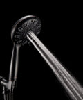 Six Spray Handheld Shower Head With High Pressure Power Rain Massage Settings Shampoo Rinse Water Saving Mode Oil Rubbed Bronze Finish Brass Swivel Bracket Extra Long Stainless Steel Hose Five Inch Head in action