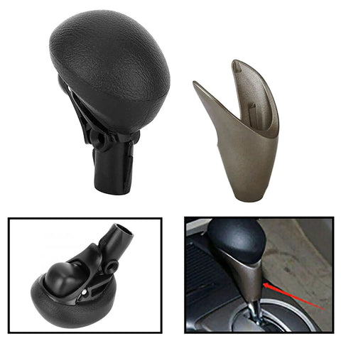 Upgrade Your Ride With This Sleek Tertioi Gear Shift Knob And Lever For Smooth Manual Or Auto Transmissions. Features Anti Skid Grip, Easy Install Kit, And Wrap Tape For A Custom Look That Keeps Your Drive Cool And Comfortable While You Cruise The. black ABS rubber gear shift knob with cover, installed on car console